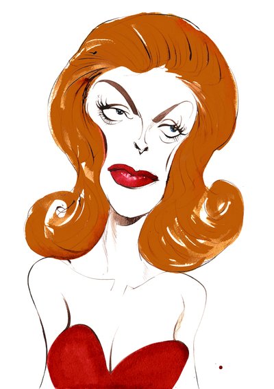 Julie London, cantante y actriz estadounidense (1926-2000); caricatura en color, 2015 de Neale Osborne